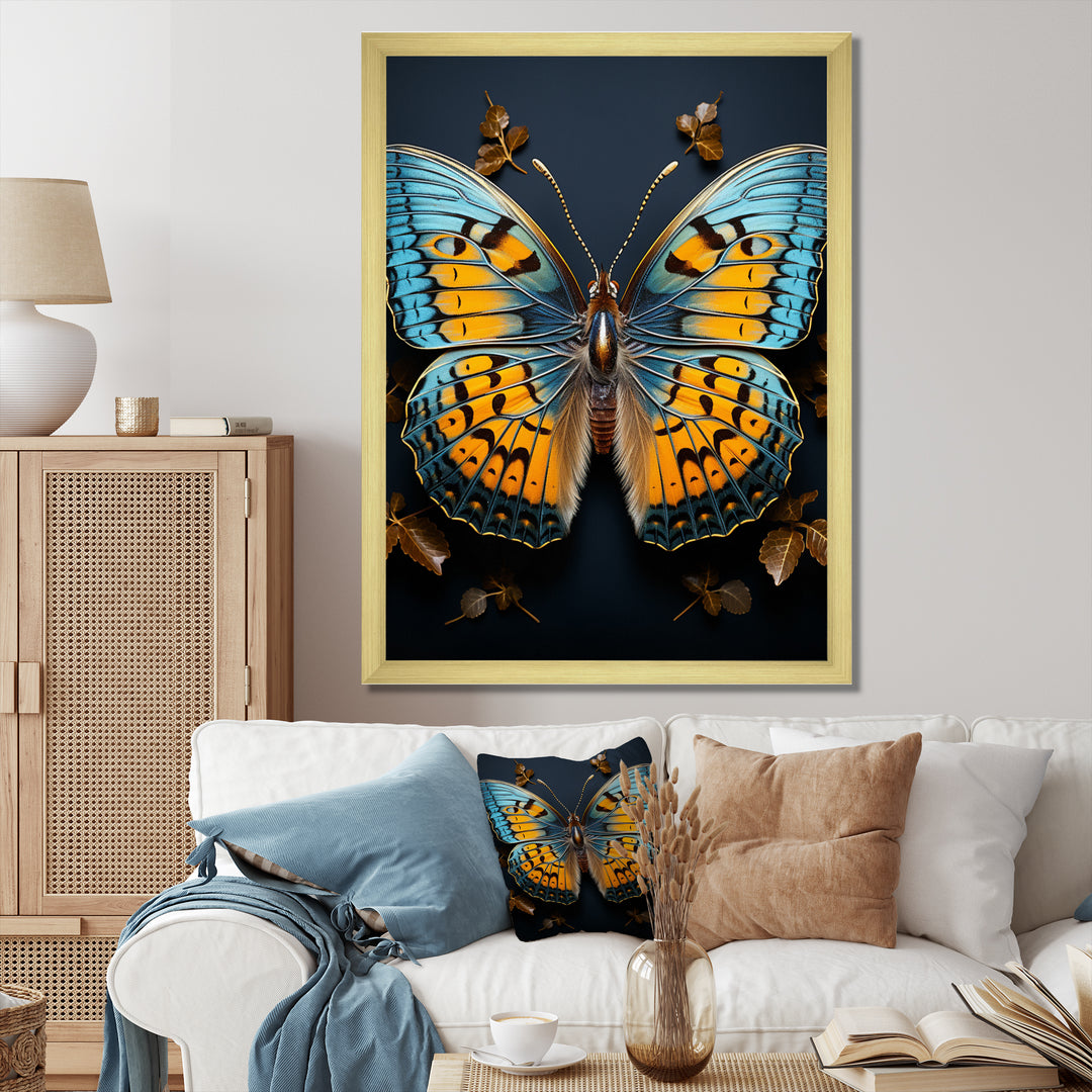 Teal Yellow Butterfly Animal - Butterfly Living Room Wall Art