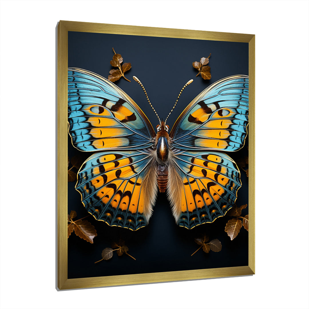 Teal Yellow Butterfly Animal - Butterfly Living Room Wall Art