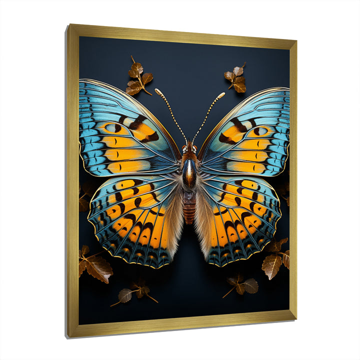 Teal Yellow Butterfly Animal - Butterfly Living Room Wall Art