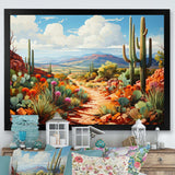 Coral Green Cactus Desert Guardian Organ - Floral Canvas Wall Art