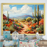 Coral Green Cactus Desert Guardian Organ - Floral Canvas Wall Art