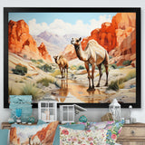 Camel Desert Wanderer Geometric - Green Camel Wall Art