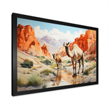 Camel Desert Wanderer Geometric - Green Camel Wall Art