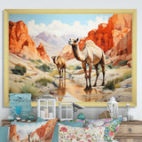 Camel Desert Wanderer Geometric - Green Camel Wall Art