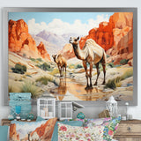 Camel Desert Wanderer Geometric - Green Camel Wall Art