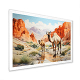 Camel Desert Wanderer Geometric - Green Camel Wall Art
