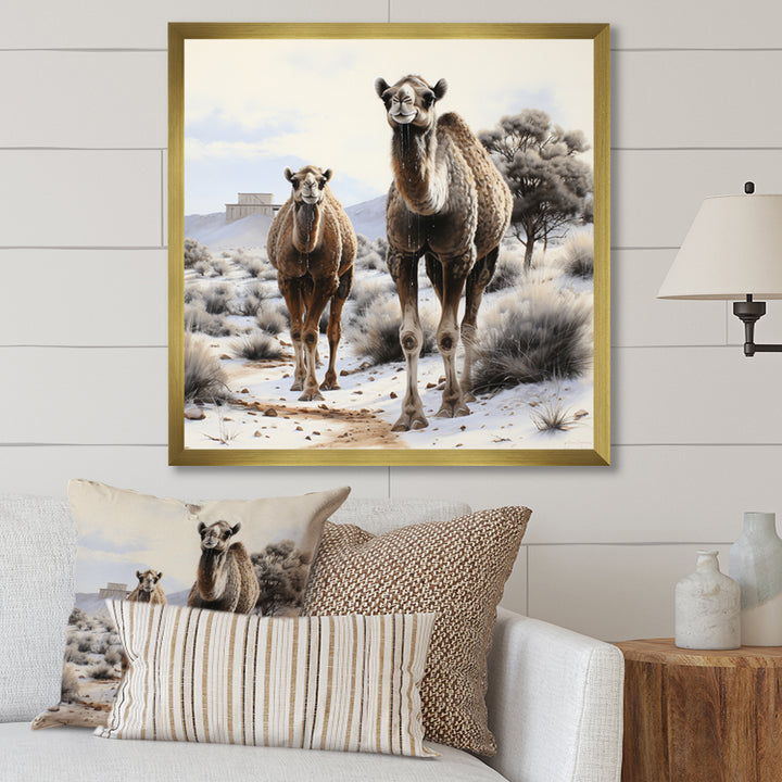Camel Silent Strength Pointillism - Camel Living Room Wall Art