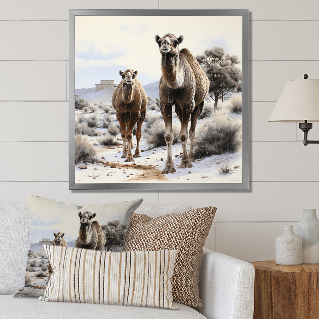 Camel Silent Strength Pointillism - Camel Living Room Wall Art