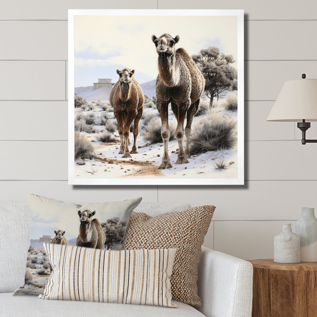 Camel Silent Strength Pointillism - Camel Living Room Wall Art