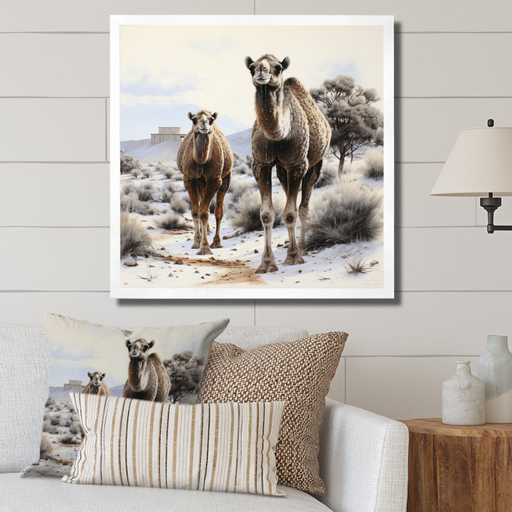 Camel Silent Strength Pointillism - Camel Living Room Wall Art