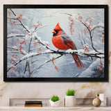 Canada Red Cardinal Bird Winter Wonderland IV - Landscapes Canvas Wall Art