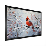 Canada Red Cardinal Bird Winter Wonderland IV - Landscapes Canvas Wall Art