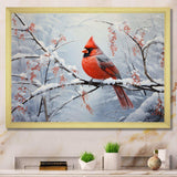 Canada Red Cardinal Bird Winter Wonderland IV - Landscapes Canvas Wall Art