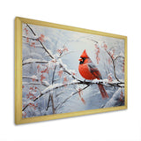 Canada Red Cardinal Bird Winter Wonderland IV - Landscapes Canvas Wall Art