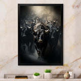 Cattle Harmony In Monochrome - Black Cattle Wall Art