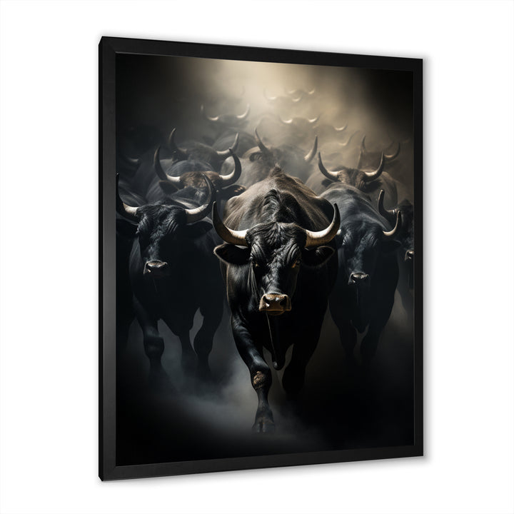 Cattle Harmony In Monochrome - Black Cattle Wall Art