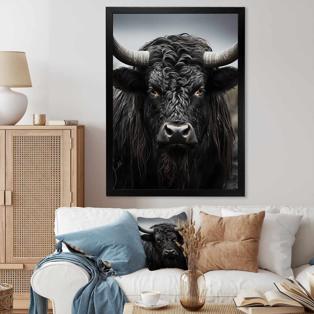 Cattle Majestic Horns - Cattle Framed Canvas Art