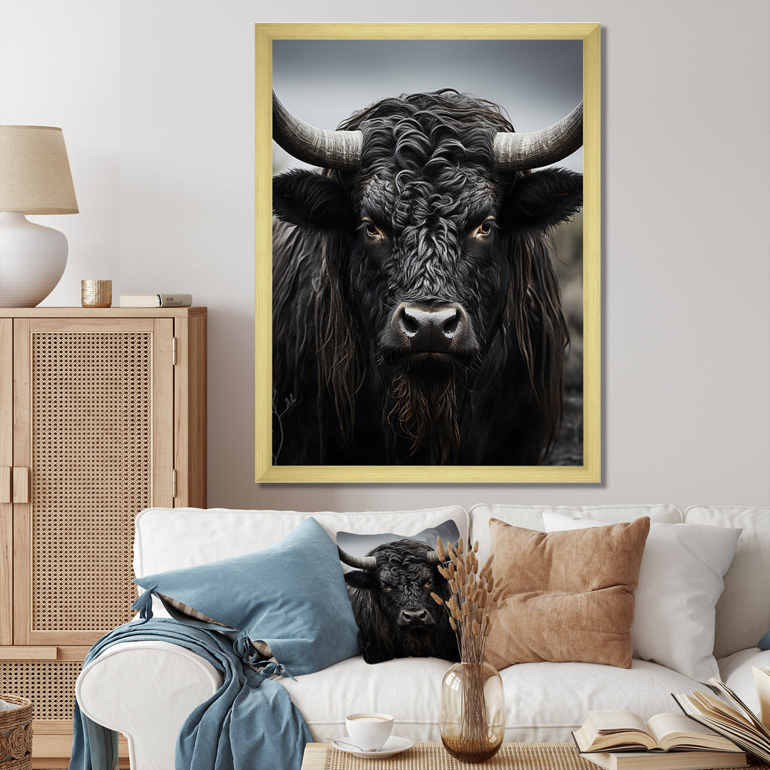 Cattle Majestic Horns - Cattle Framed Canvas Art