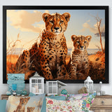 Cheetah Family In Africa - Orange Cheetah Wall Art