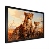 Cheetah Family In Africa - Orange Cheetah Wall Art