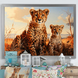 Cheetah Family In Africa - Orange Cheetah Wall Art