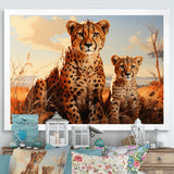 Cheetah Family In Africa - Orange Cheetah Wall Art