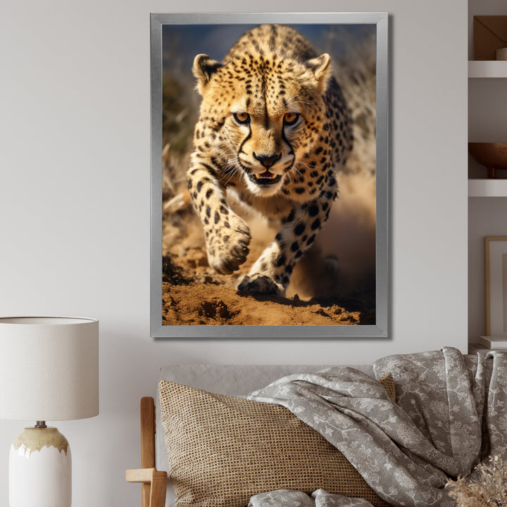 Dangerous Cheetah Portrait - Beige Cheetah Wall Art