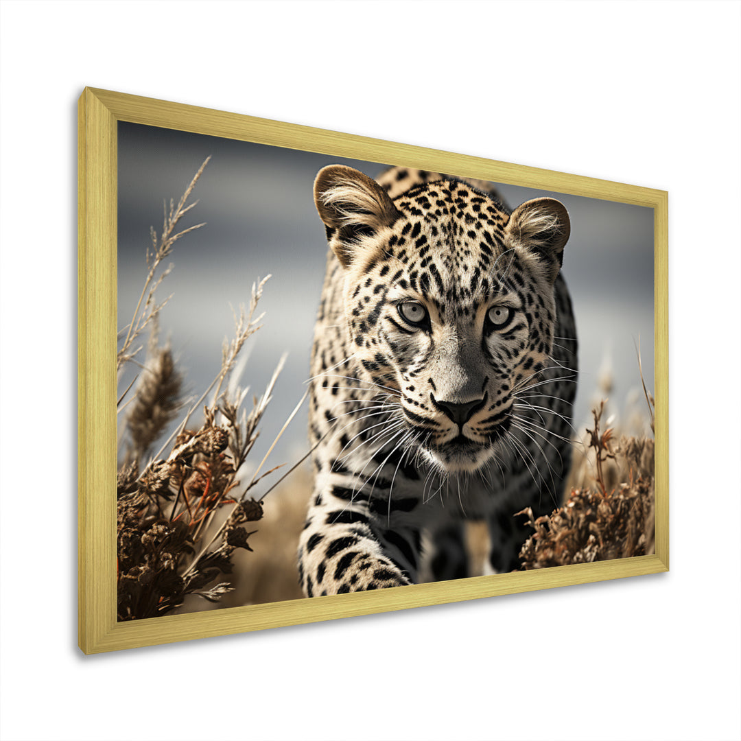 Sleek Cheetah Portrait - Cheetah Framed Canvas Art