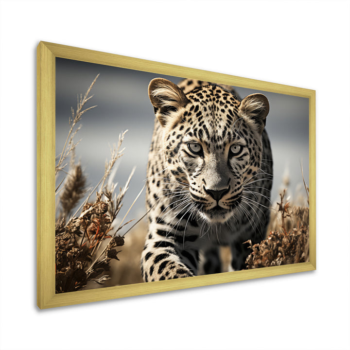Sleek Cheetah Portrait - Cheetah Framed Canvas Art