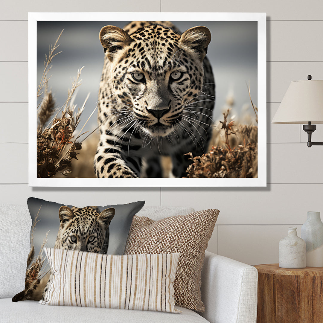 Sleek Cheetah Portrait - Cheetah Framed Canvas Art