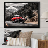 Red Classic Car Vintage Drive - Car Vintage Canvas Wall Art