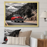 Red Classic Car Vintage Drive - Car Vintage Canvas Wall Art