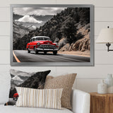 Red Classic Car Vintage Drive - Car Vintage Canvas Wall Art