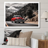 Red Classic Car Vintage Drive - Car Vintage Canvas Wall Art