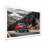 Red Classic Car Vintage Drive - Car Vintage Canvas Wall Art