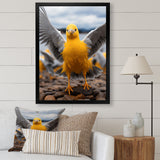 Grey And Yellow Dancing Seagulls - Seagull Wall Decor