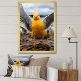 Grey And Yellow Dancing Seagulls - Seagull Wall Decor