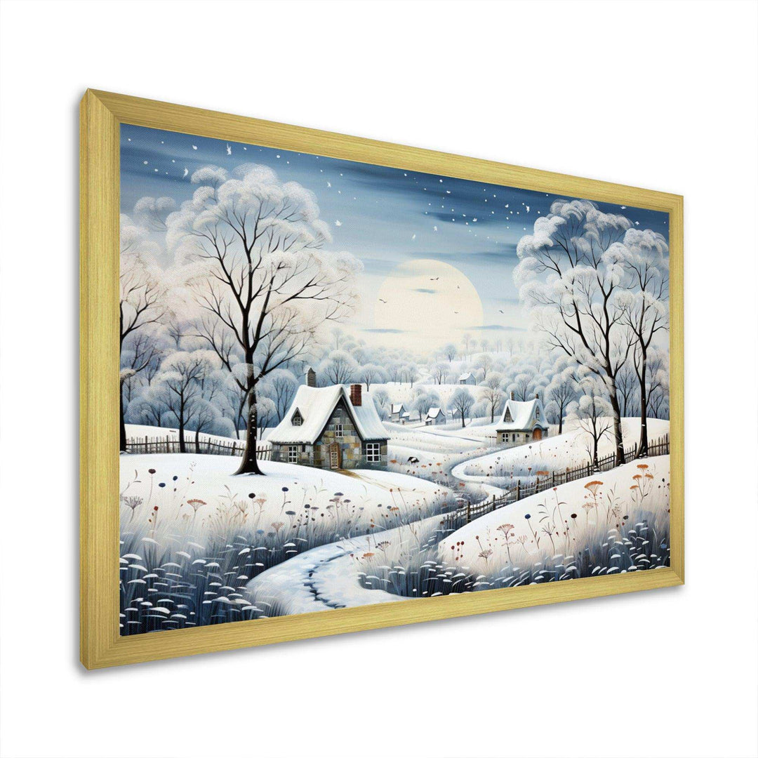 Countryside Snowy Minimalism Winter V - Landscapes Canvas Wall Art