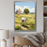 Cow Dairy A Serene - Cow Framed Canvas Art
