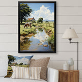 Cow Farmstead Serenity - Cow Large Canvas Wall Art