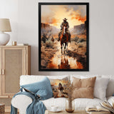 Cowboy Chasing The Sunset II - People Canvas Wall Art