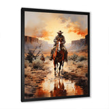 Cowboy Chasing The Sunset II - People Canvas Wall Art