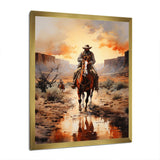 Cowboy Chasing The Sunset II - People Canvas Wall Art