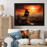 Cowboy Sunrise On The - People Canvas Wall Art