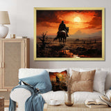 Cowboy Sunrise On The - People Canvas Wall Art