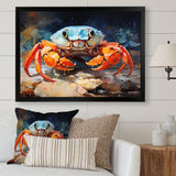 Crab Coastal Guardian Collage - Coral Crab Wall Art