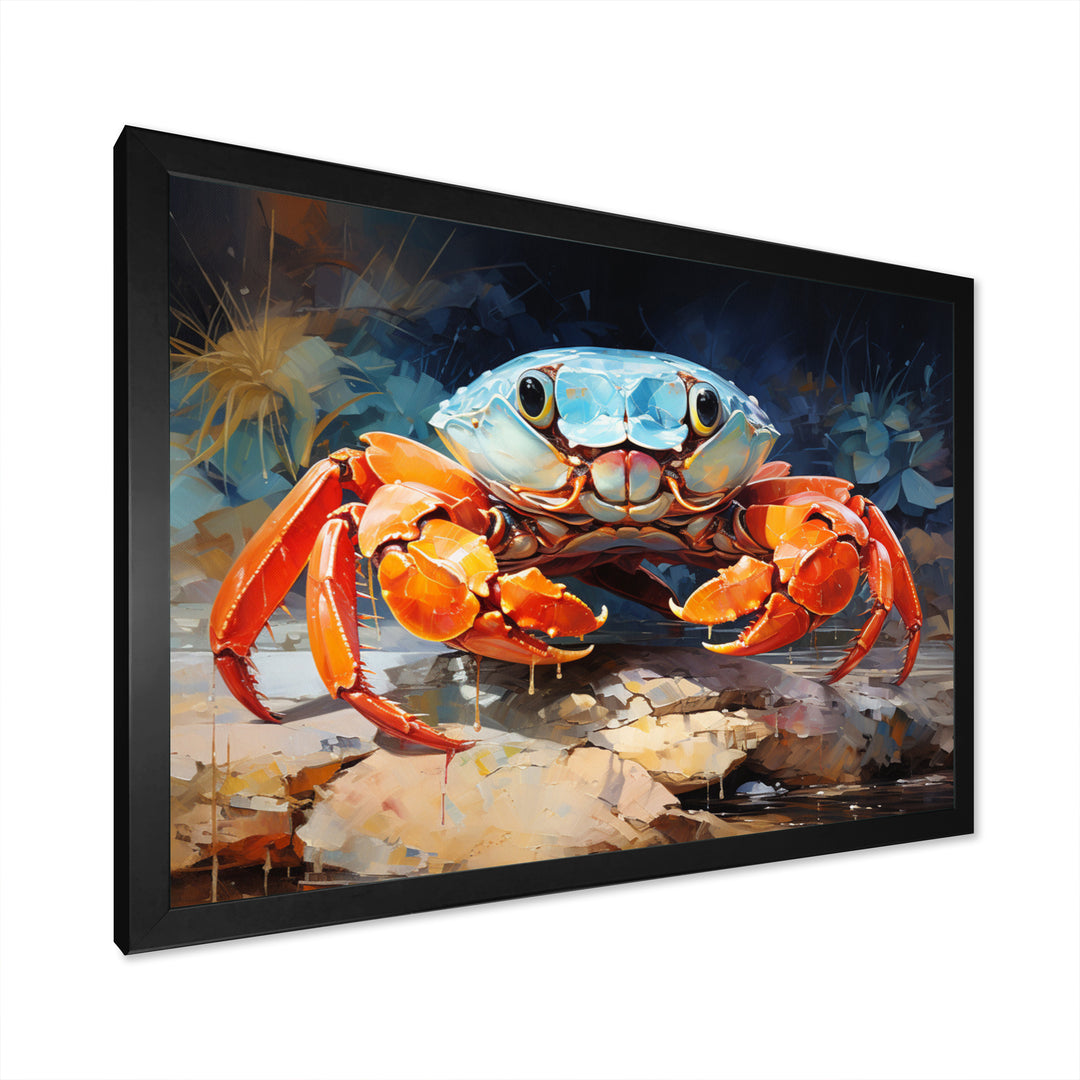 Crab Coastal Guardian Collage - Coral Crab Wall Art