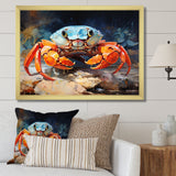 Crab Coastal Guardian Collage - Coral Crab Wall Art