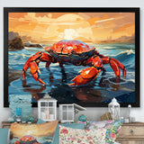 Crab Coastal Guardian Geometric - Coral Crab Wall Art