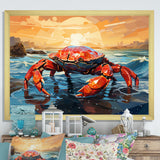 Crab Coastal Guardian Geometric - Coral Crab Wall Art